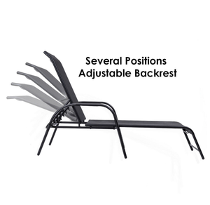 Black Patio Reclining Lounge Chairs (Set of 2)
