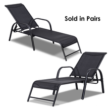 Load image into Gallery viewer, Black Patio Reclining Lounge Chairs (Set of 2)
