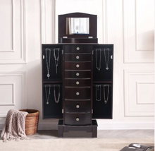 Load image into Gallery viewer, Brown 8-Drawer Jewelry Armoire
