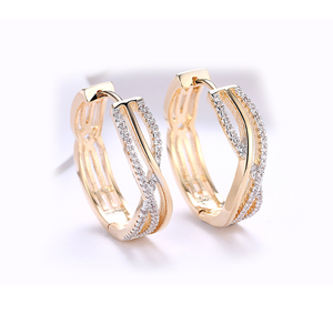 14K Gold Plated Swarovski Crystal Hoop Earrings