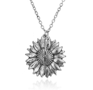 "You Are My Sunshine" Open Sunflower Necklace in 14K Gold Plating