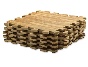 9-Pieces Interlocking Foam Anti-Fatigue Floor Mats with Wood Grain Design